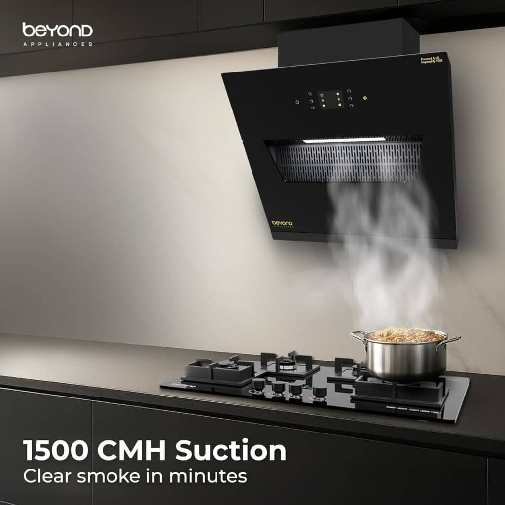 Wall-mounted Beyond Appliance chimney in a modern kitchen