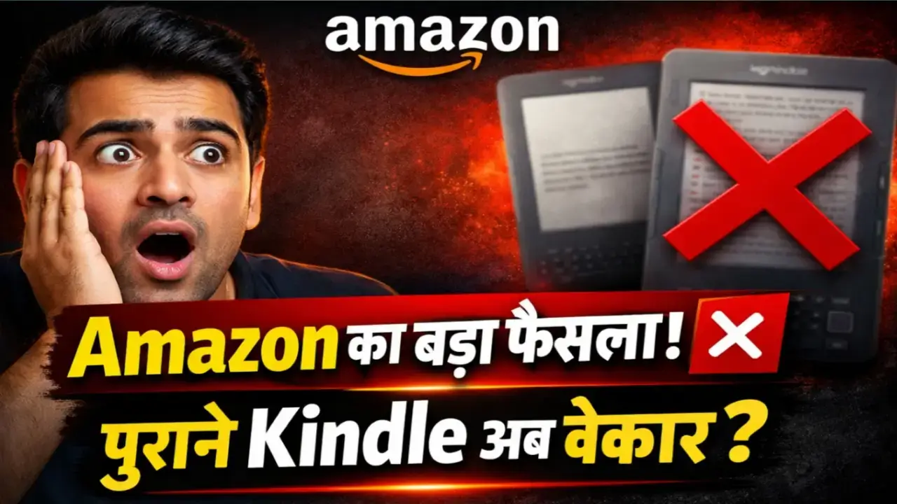 Old Amazon Kindle devices displayed with a warning message on screen, indicating that support is being discontinued, highlighting concern for long-time users.