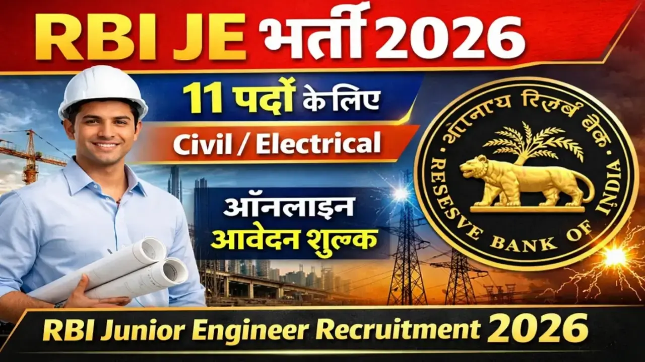 RBI Junior Engineer Recruitment 2026: apply online for 11 Civil Electrical posts with fee details